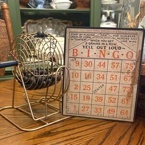 Bingo Cage and Vintage Bingo Card